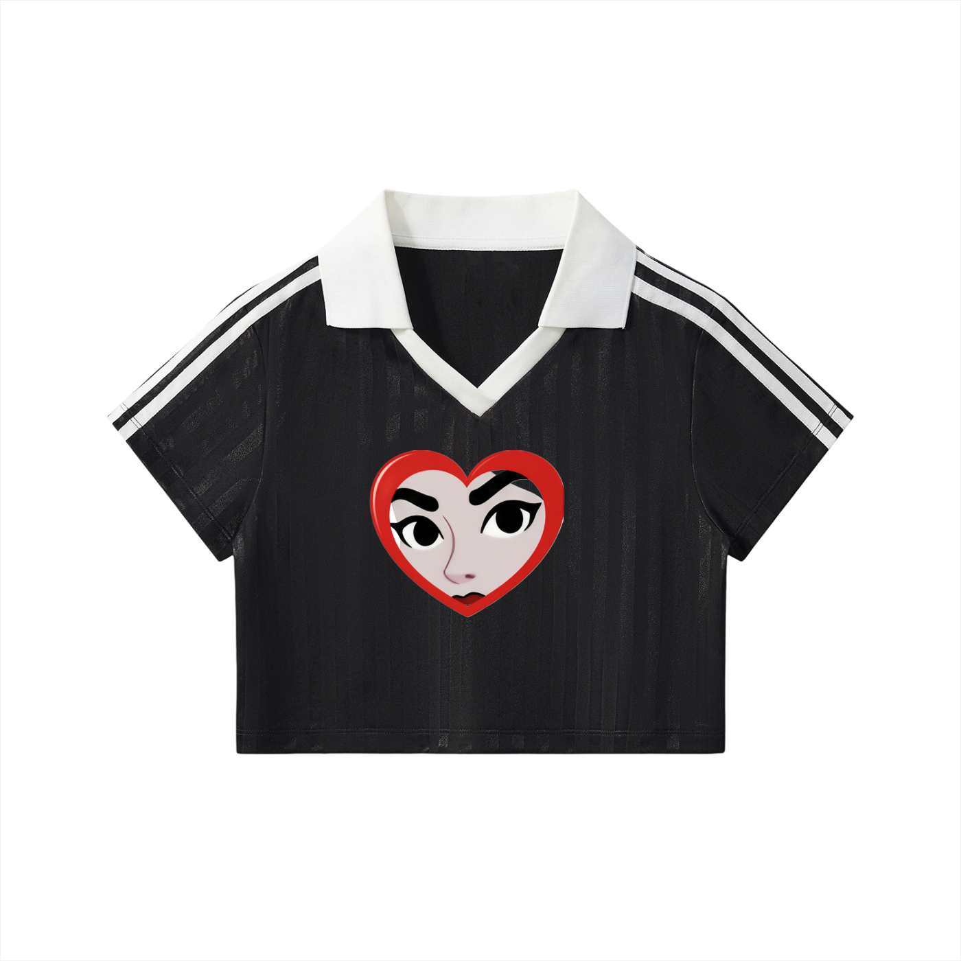 Contrast Collar Striped Cropped Jersey