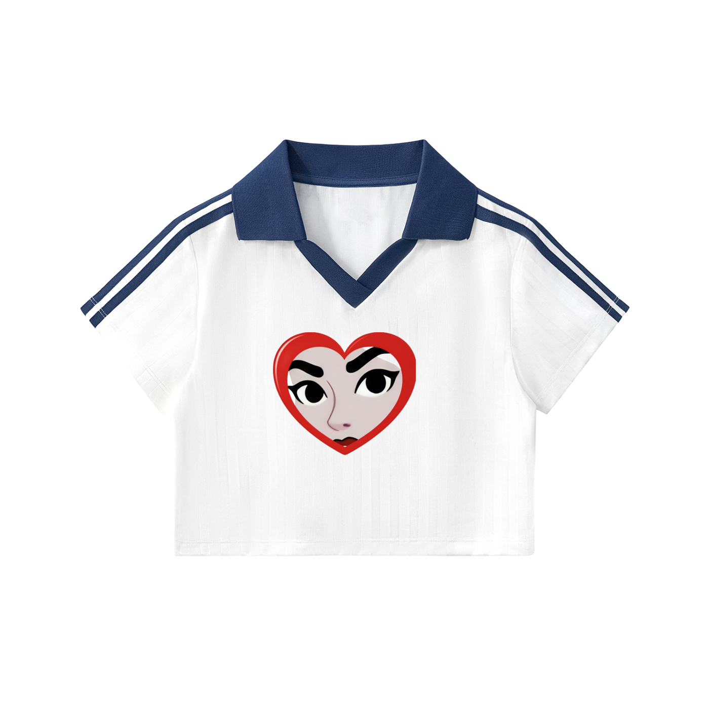 Contrast Collar Striped Cropped Jersey