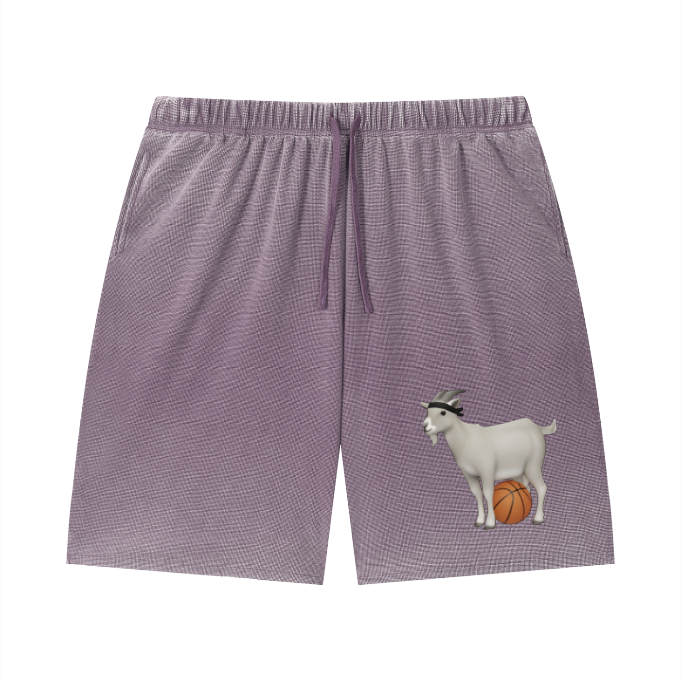 Unisex Vintage Wash Sunfade Waffle Raw Hem Shorts