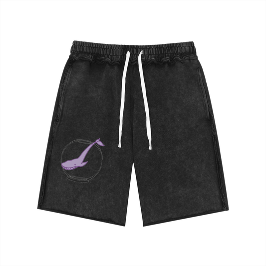 Unisex Mineral Wash Raw Edge Shorts