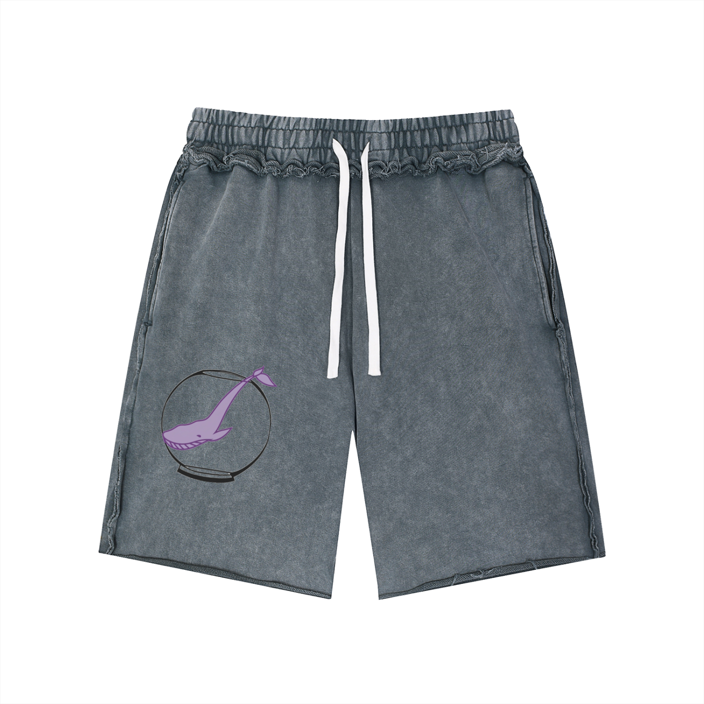 Unisex Mineral Wash Raw Edge Shorts