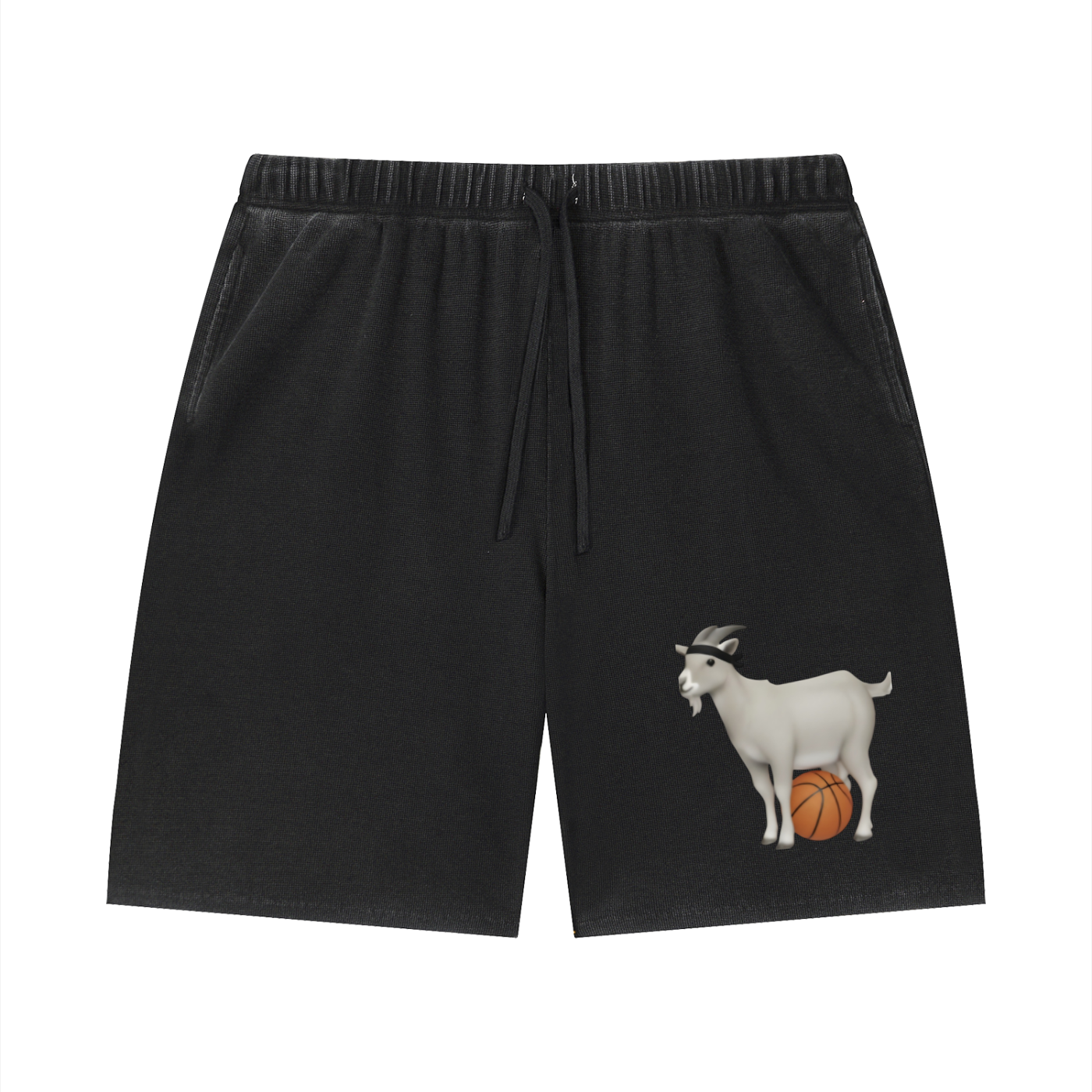 Unisex Vintage Wash Sunfade Waffle Raw Hem Shorts