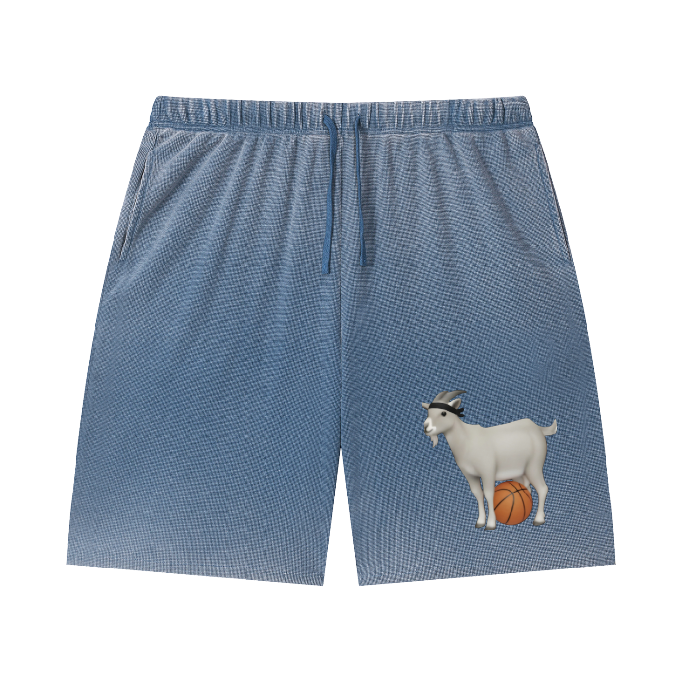 Unisex Vintage Wash Sunfade Waffle Raw Hem Shorts