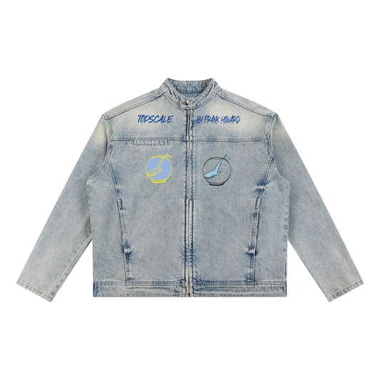 Topscsle Mens Wash Zip Denim Jacket