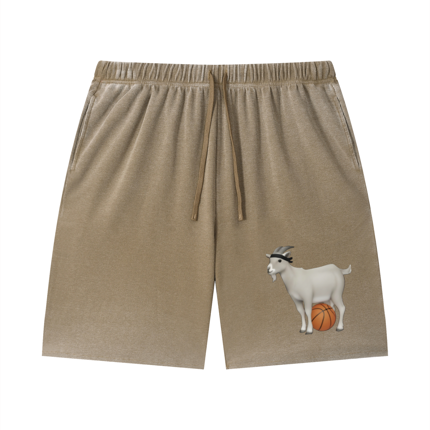Unisex Vintage Wash Sunfade Waffle Raw Hem Shorts