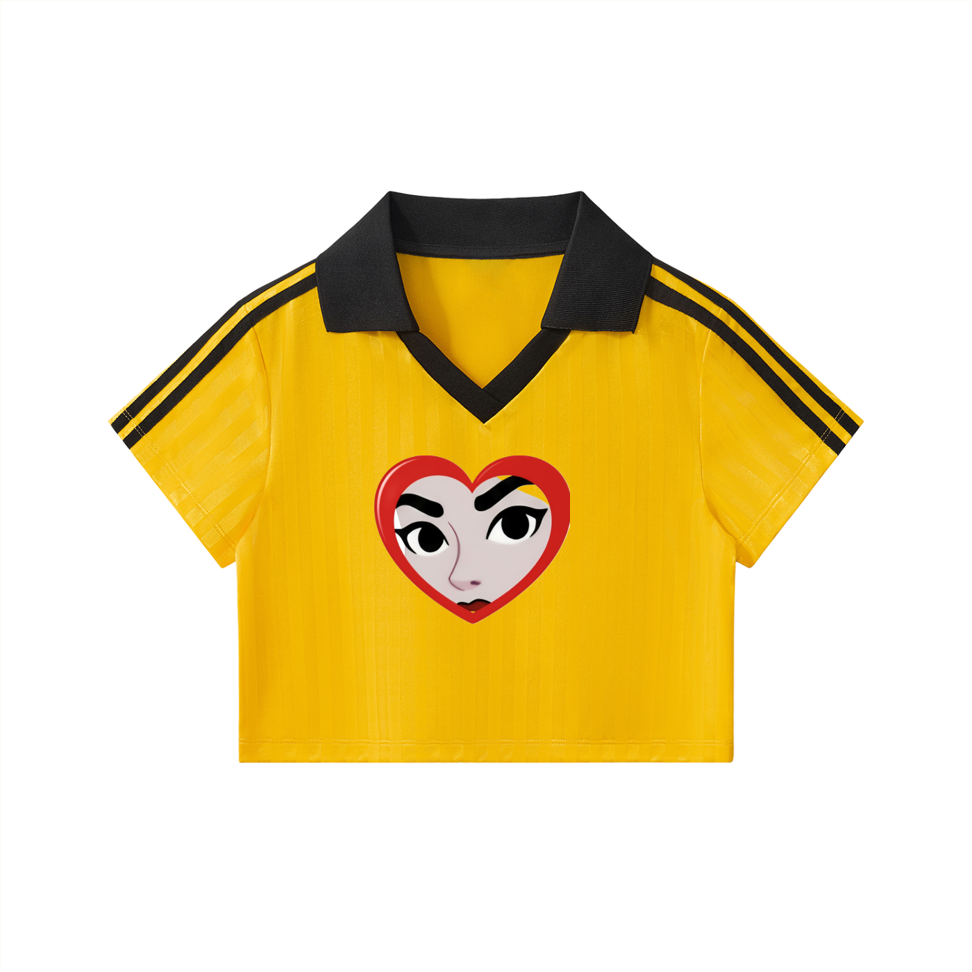 Contrast Collar Striped Cropped Jersey
