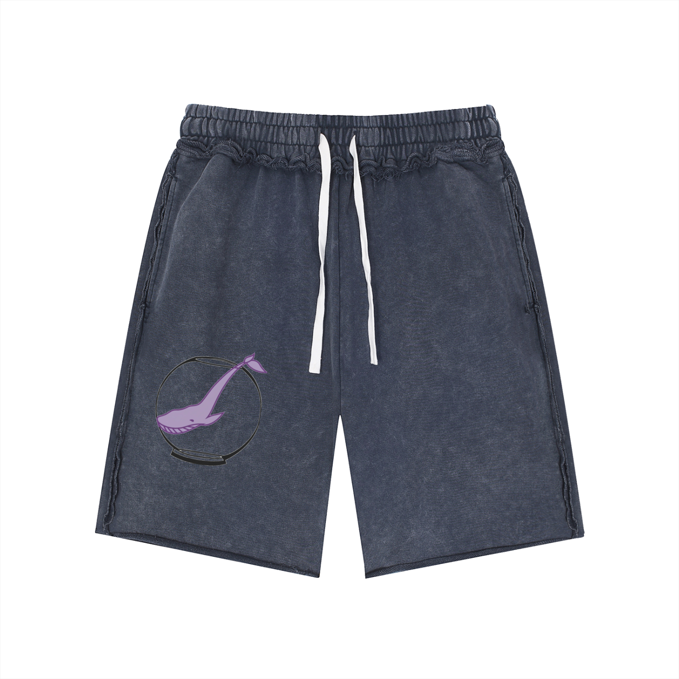 Unisex Mineral Wash Raw Edge Shorts