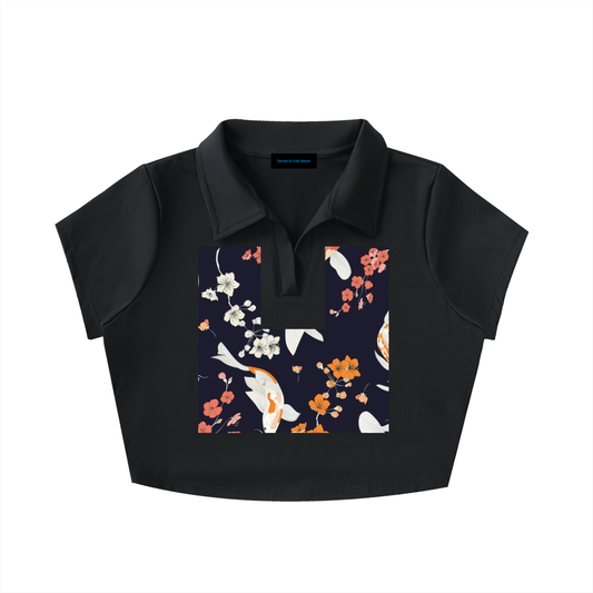 Topscale lady V-Neck Lapel Crop Top