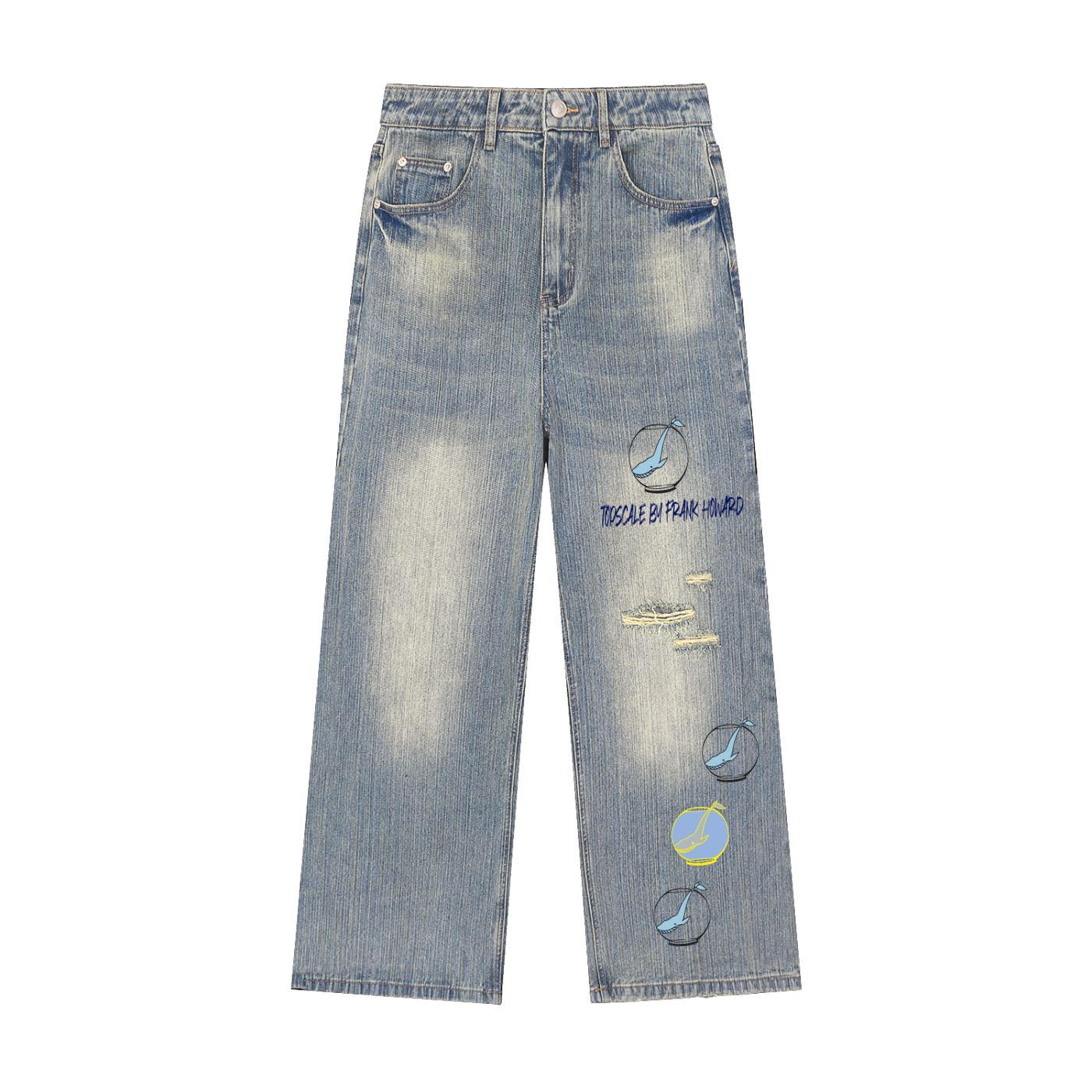 Topscale Mens Vintage Wash Distressed Denim Jeans