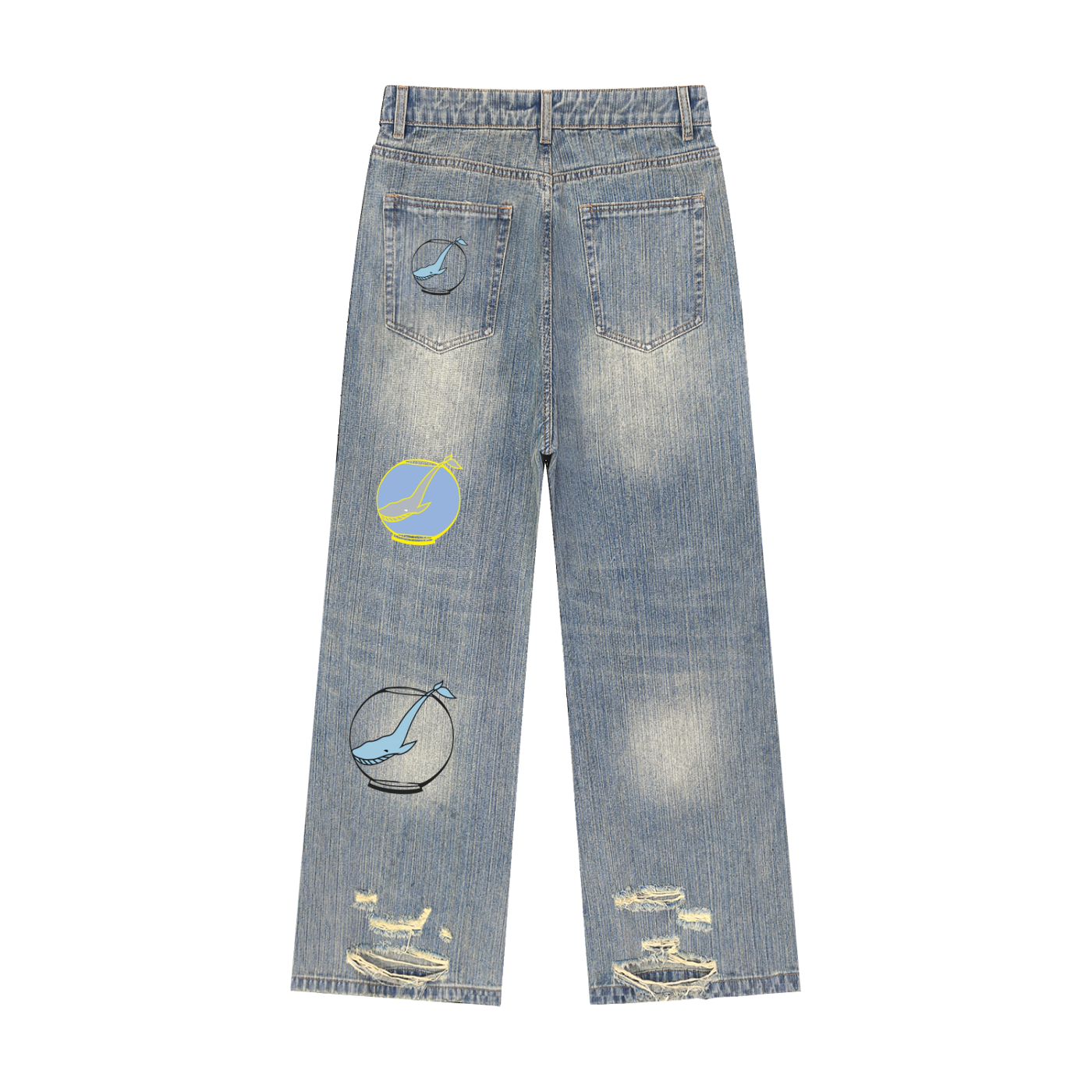 Topscale Mens Vintage Wash Distressed Denim Jeans